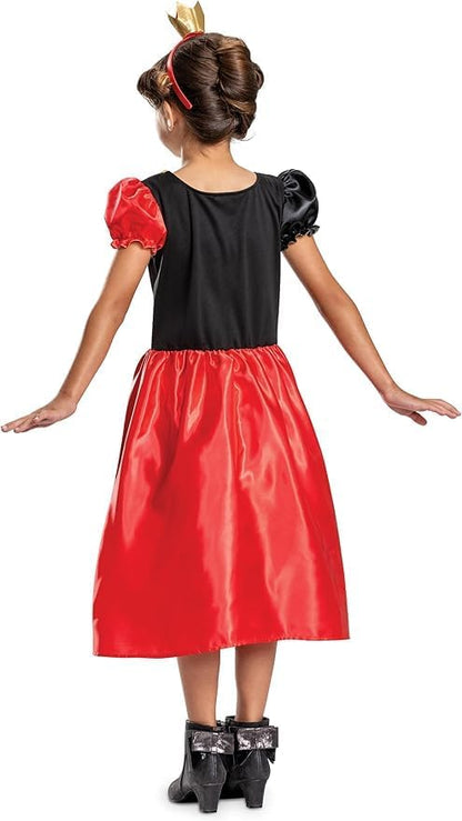 Disney Alice in Wonderland Queen of Hearts Fancy Dress for Kids, Official Disney by Disguise, Includes Iconic Queen of Hearts Dress and Crown Headband, for Ages 3-4, 4-6 and 7-8 Years