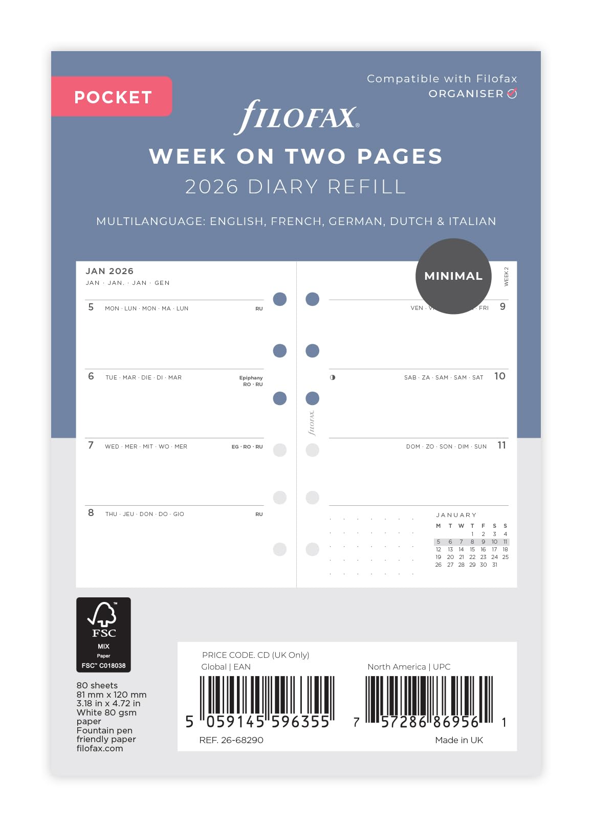 Filofax Pocket Minimal Week On Two Pages