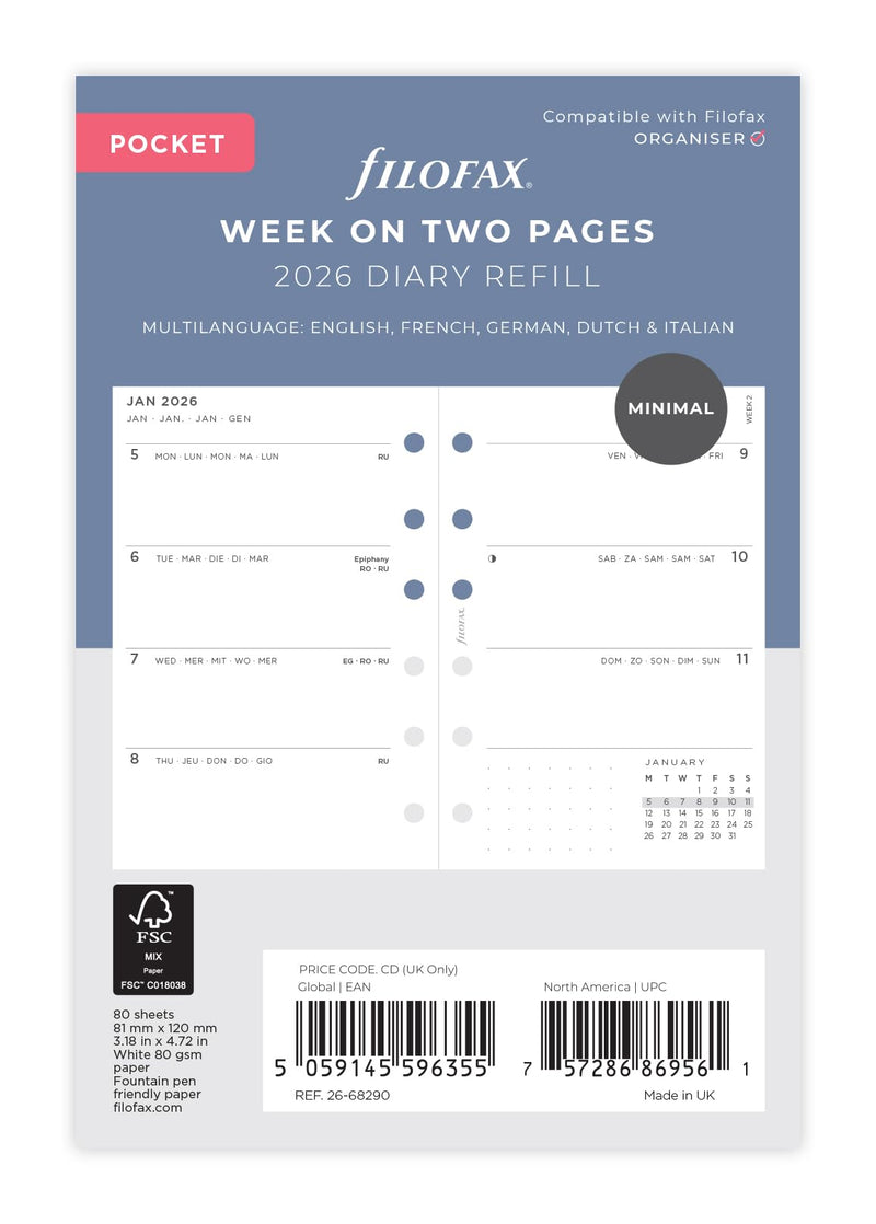 Filofax Pocket Minimal Week On Two Pages