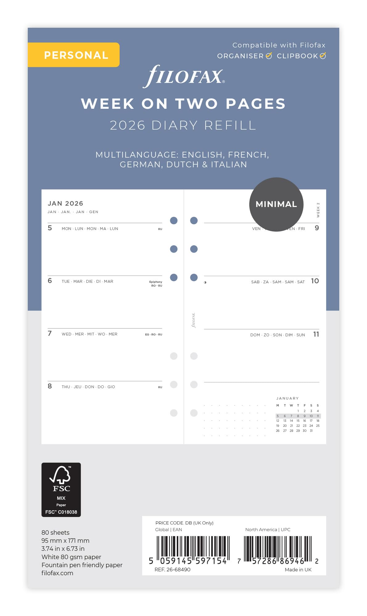 Filofax Personal Minimal Week On Two Pag