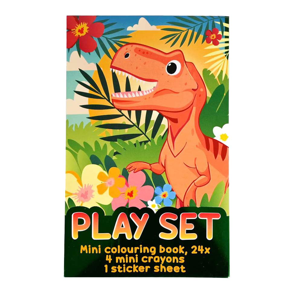 Wins Holland - Traktatiesetje - Kleurboekje Waskrijtjes en Stickervel - Dino
