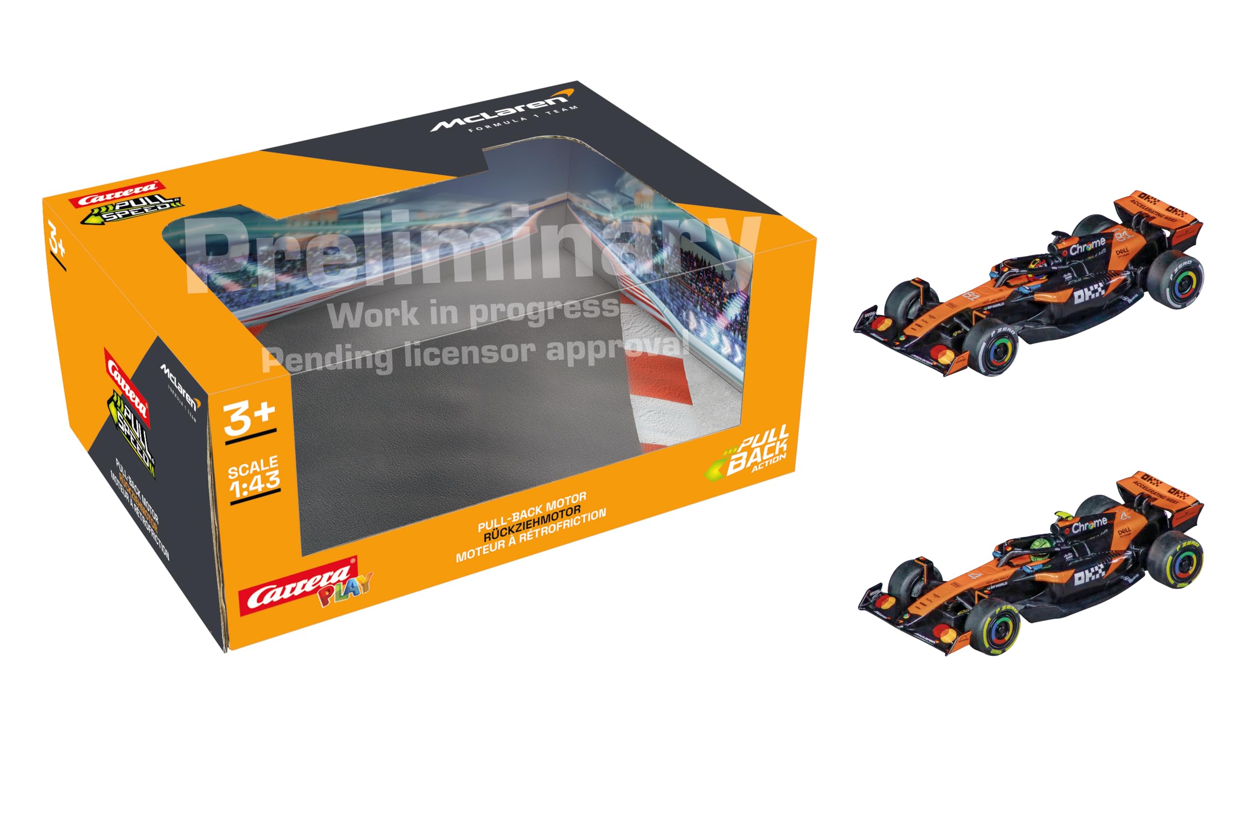 Pull & SPEED 15813035 McLaren Formula 1 Team - Twinpack F1 Cars with Pull-Back Motor With Lando Norris & Oscar Piastri, McLaren Formula 1 License, Scale 1:43, from 3 Years