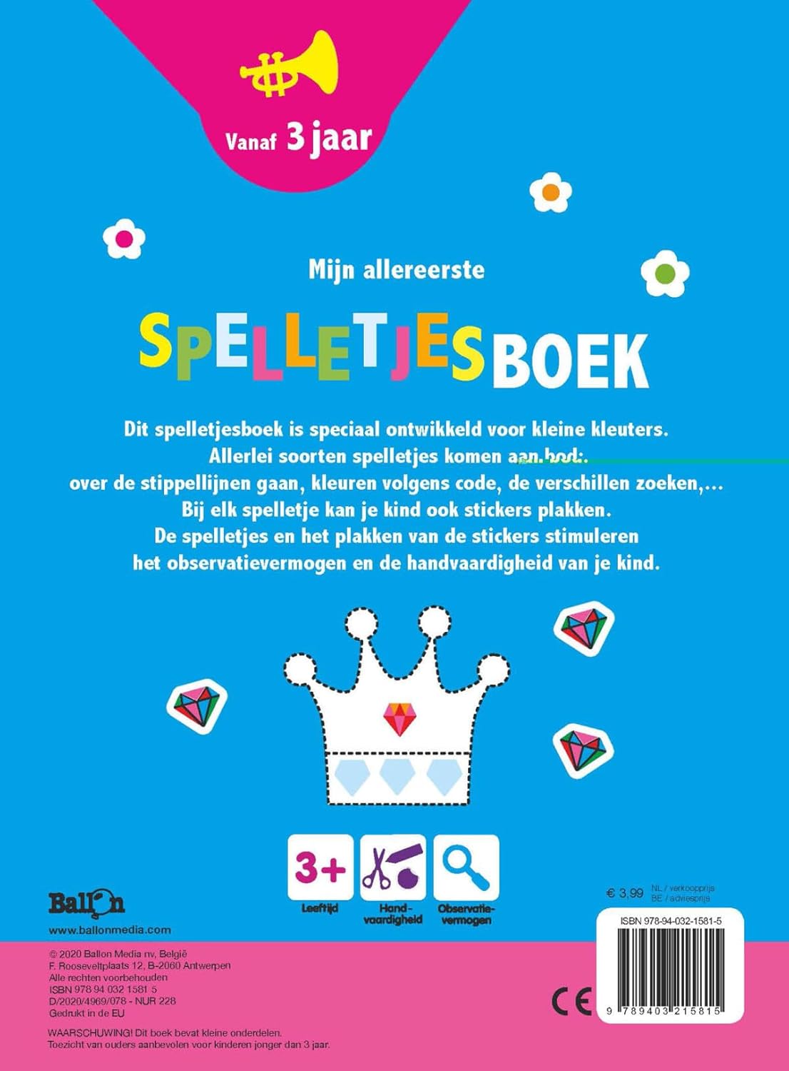 Standaard Uitgeverij - Mijn Allereerste Spelletjesboek met Herbruikbare Stickers