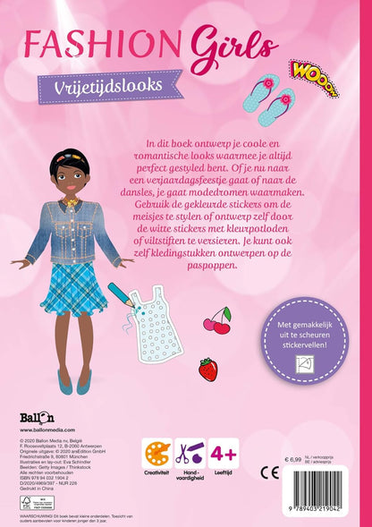 Standaard Uitgeverij - Sticker- en Tekenboek Fashion Girls - Vrijetijdslooks