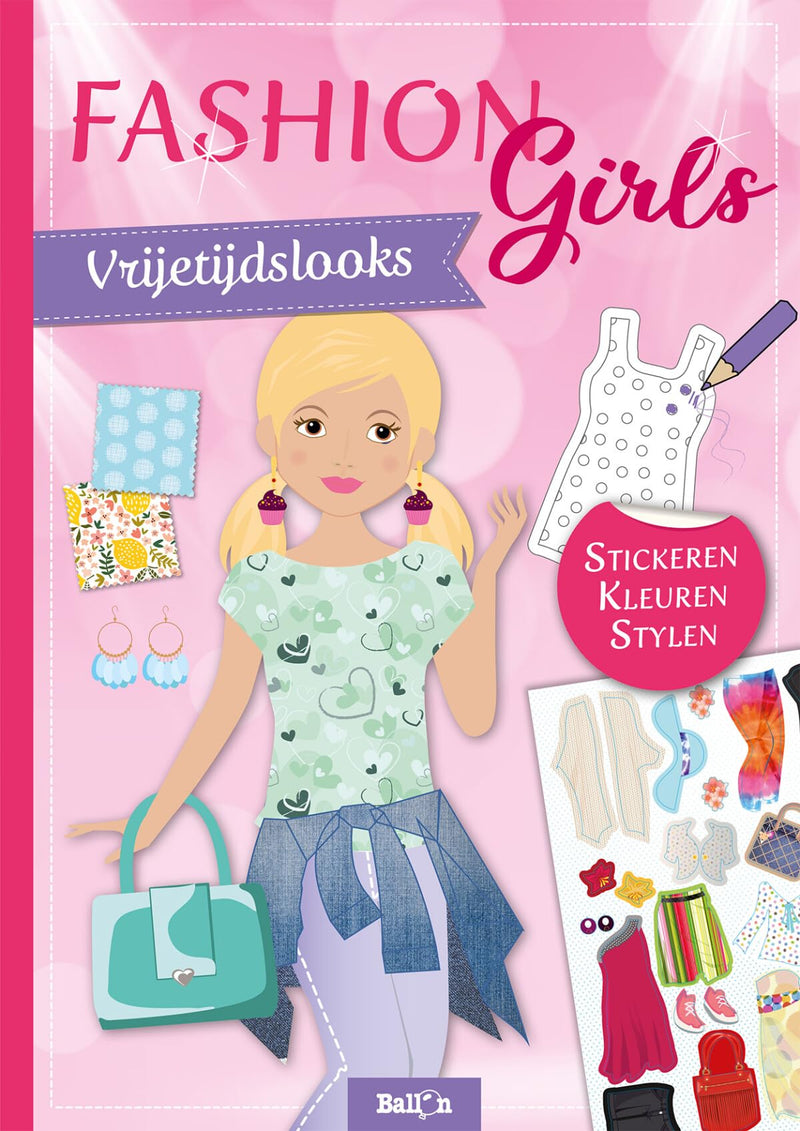 Standaard Uitgeverij - Sticker- en Tekenboek Fashion Girls - Vrijetijdslooks