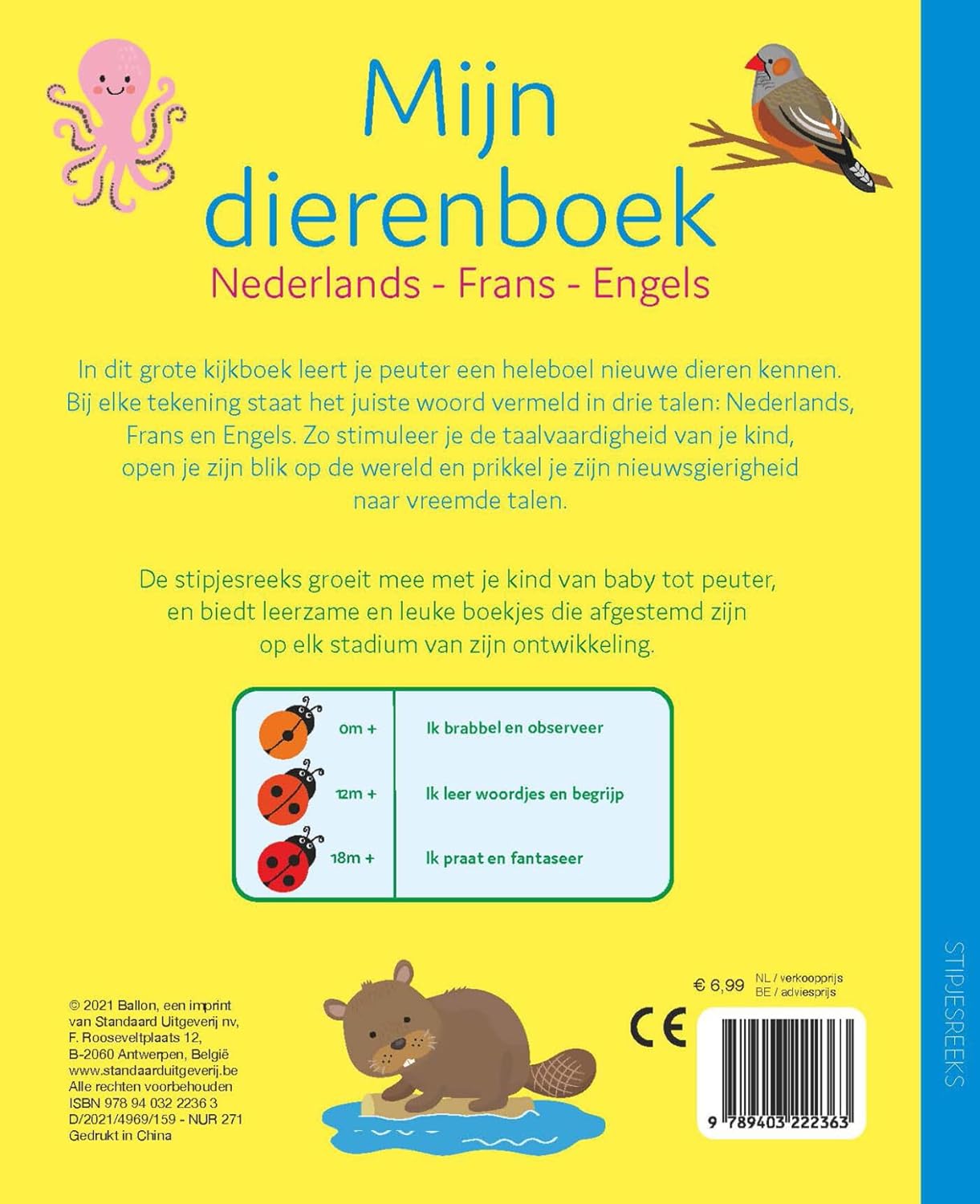 Standaard Uitgeverij - Stipjesreeks Mijn Dierenboek - Nederlands Frans en Engels