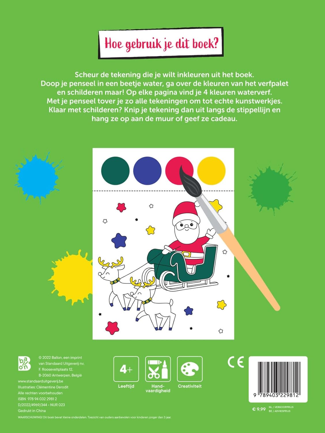 Standaard Uitgeverij - Kleurboek met verfpalet en penseel Kerstmis