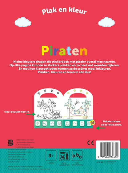 Standaard Uitgeverij - Stickerkoffertje Plak en Kleur Piraten 3+