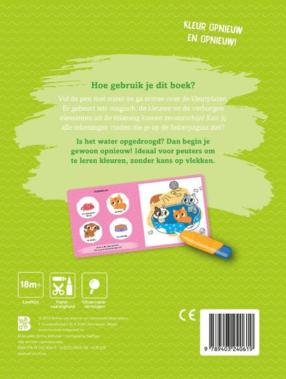 Kleuren met water voor de kleintjes: Babydieren