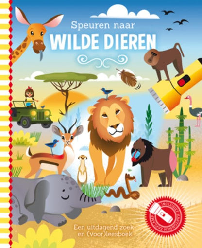 Lantaarn Publishers - Speuren Naar Wilde Dieren Zoekboek met Kartonnen Zaklamp