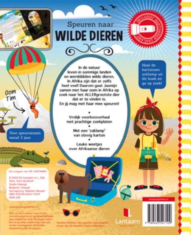 Lantaarn Publishers - Speuren Naar Wilde Dieren Zoekboek met Kartonnen Zaklamp