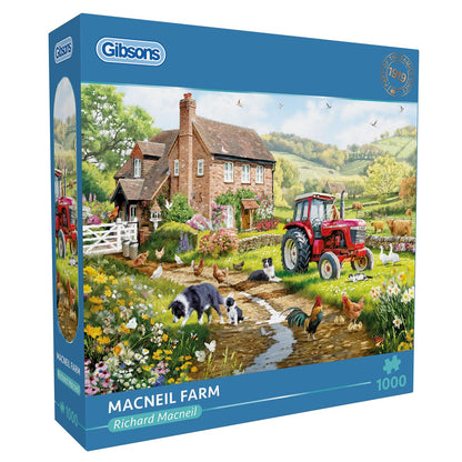 Gibsons Macneil Farm 1000 Piece Jigsaw Puzzle for Adults Traditional Countryside Farm Life & Animals Thick Pieces Sustainable 100% Recycled Board Great Gift by Gibsons Games
