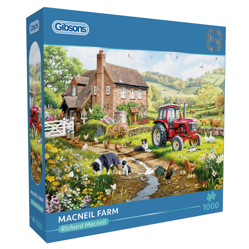 Gibsons Macneil Farm 1000 Piece Jigsaw Puzzle for Adults Traditional Countryside Farm Life & Animals Thick Pieces Sustainable 100% Recycled Board Great Gift by Gibsons Games