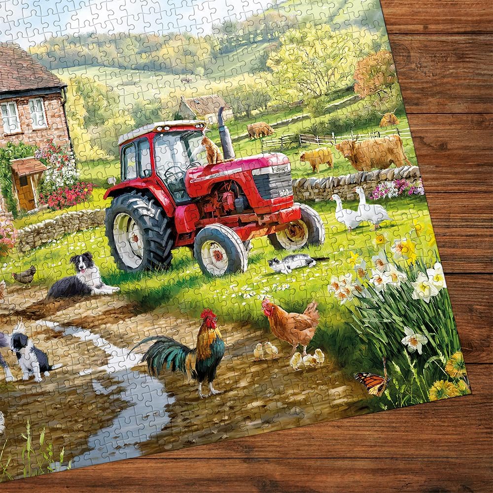Gibsons Macneil Farm 1000 Piece Jigsaw Puzzle for Adults Traditional Countryside Farm Life & Animals Thick Pieces Sustainable 100% Recycled Board Great Gift by Gibsons Games