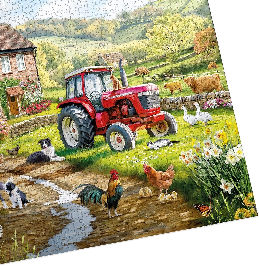Gibsons Macneil Farm 1000 Piece Jigsaw Puzzle for Adults Traditional Countryside Farm Life & Animals Thick Pieces Sustainable 100% Recycled Board Great Gift by Gibsons Games