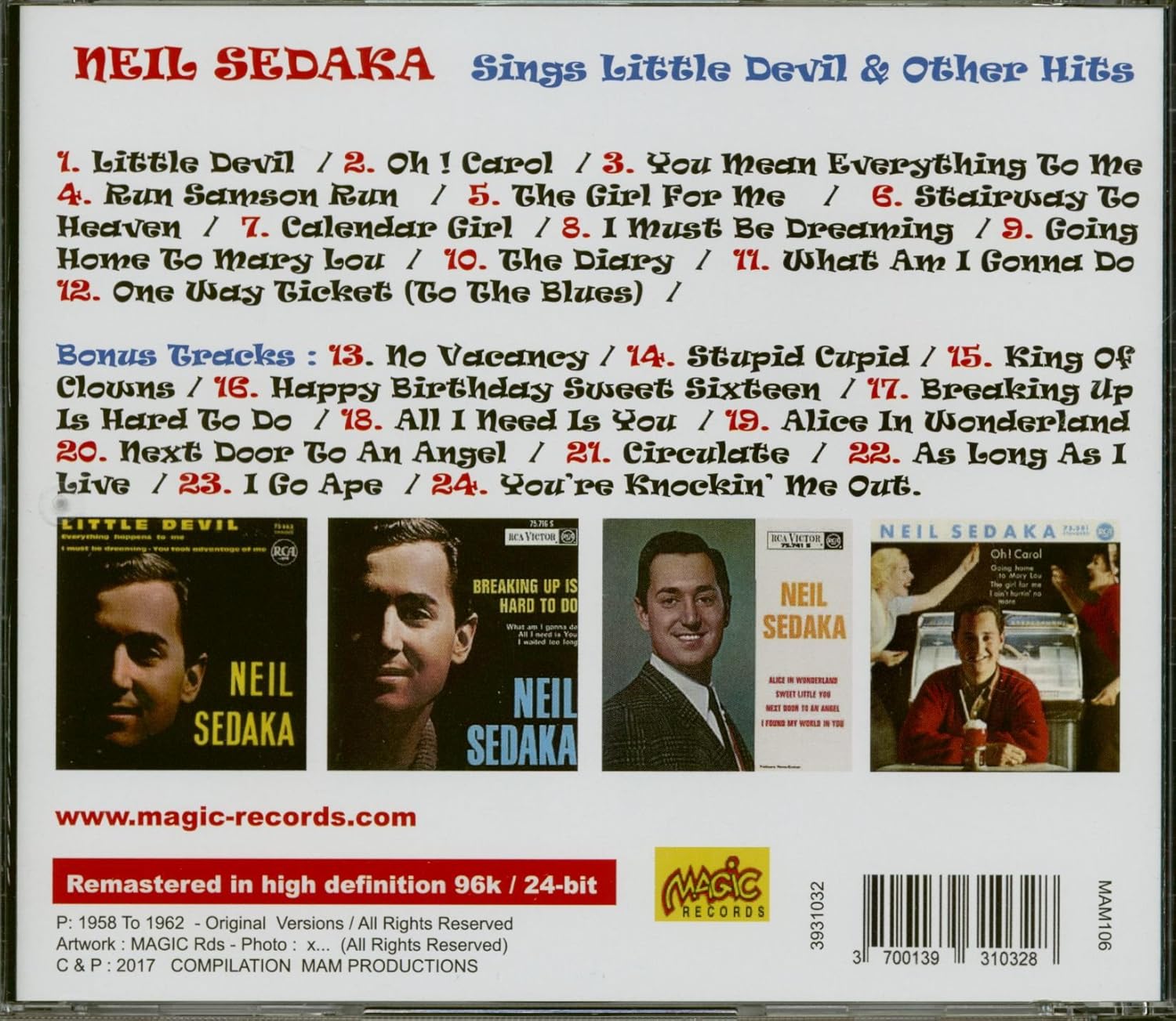 Neil sedaka - sings little devil & other hits - cd