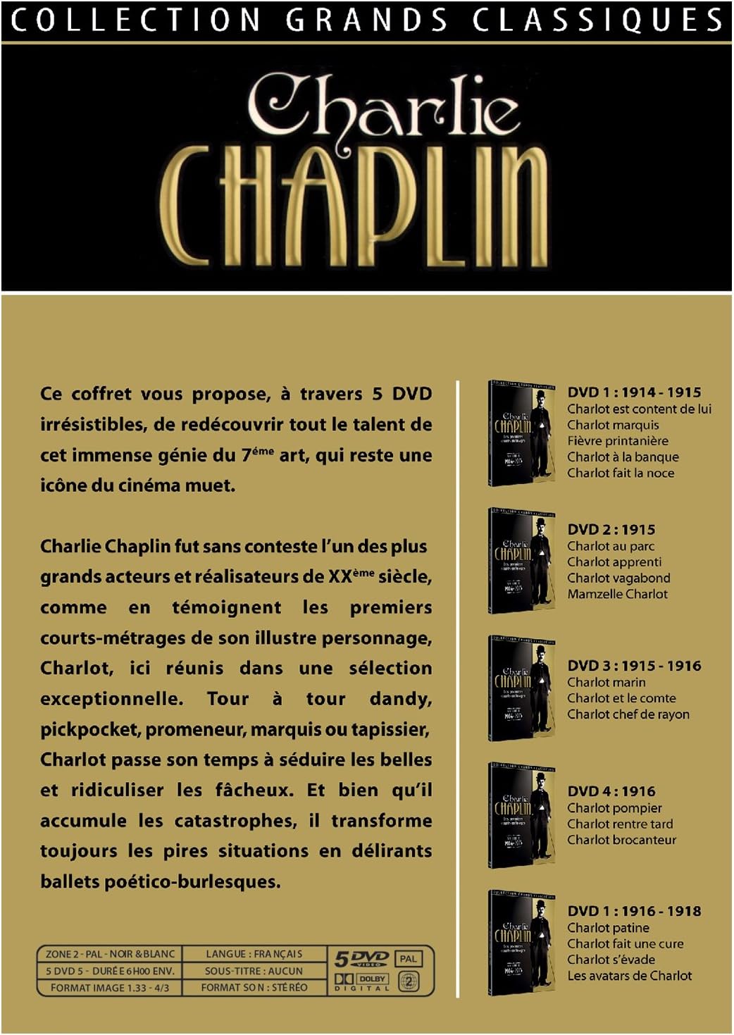 Charlie Chaplin : Les Premiers Courts-Metrages 5 D