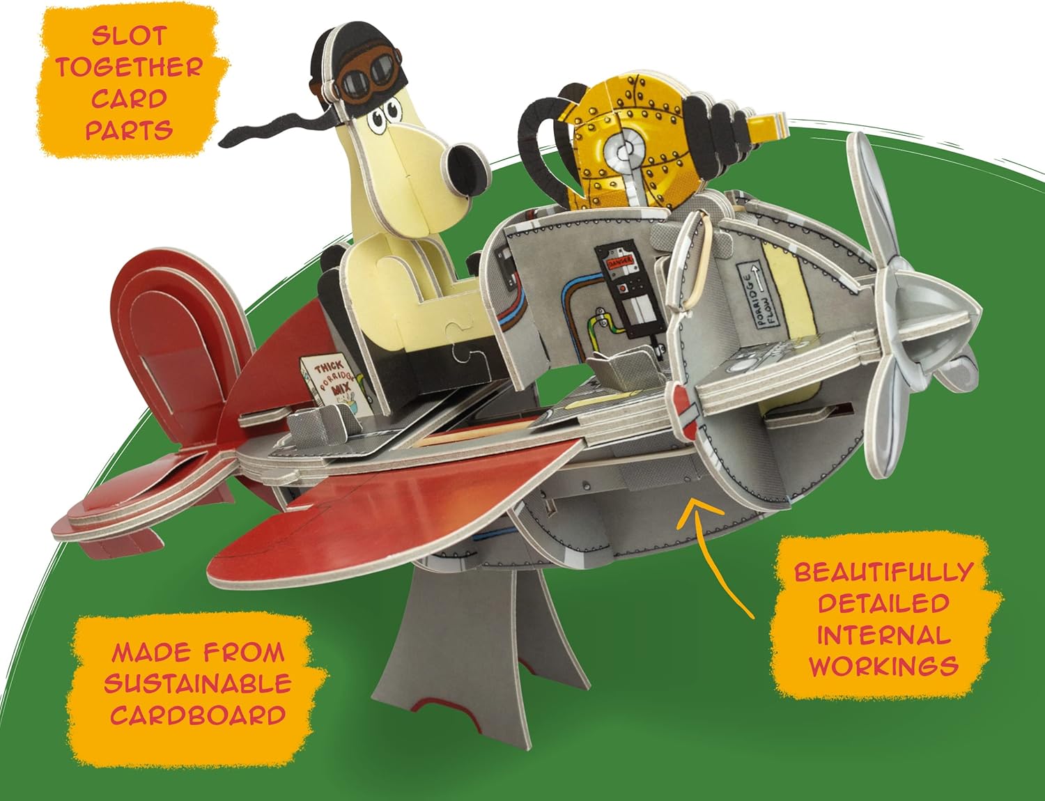 Build Your Own Wallace & Gromit Sidecar Plane - A Close Shave - Cardboard Craft Kit - Ages 10+