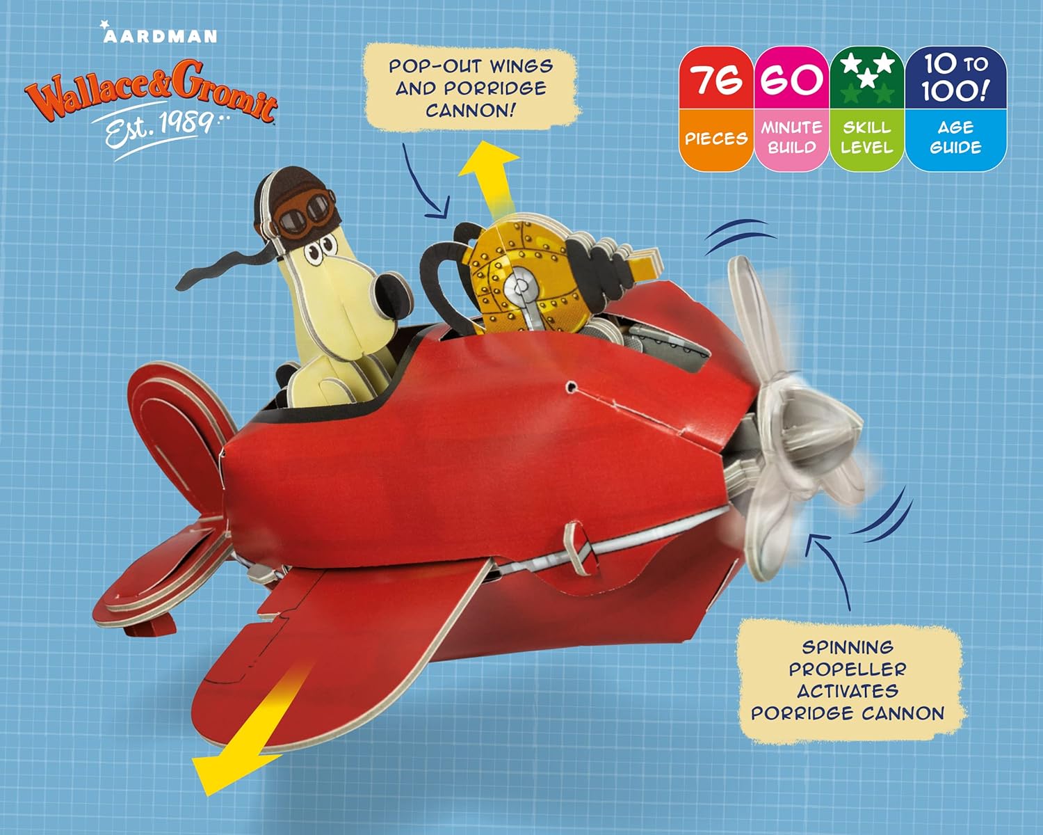 Build Your Own Wallace & Gromit Sidecar Plane - A Close Shave - Cardboard Craft Kit - Ages 10+
