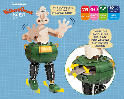 Build Your Own Wallace & Gromit Techno Trousers I Wrong Trousers I Includes Feathers McGraw | 76 Pieces I Fun Gift , & & Families Age 8+ | Eco Friendly Cardboard Slot Together Kit, (BYOMB 014