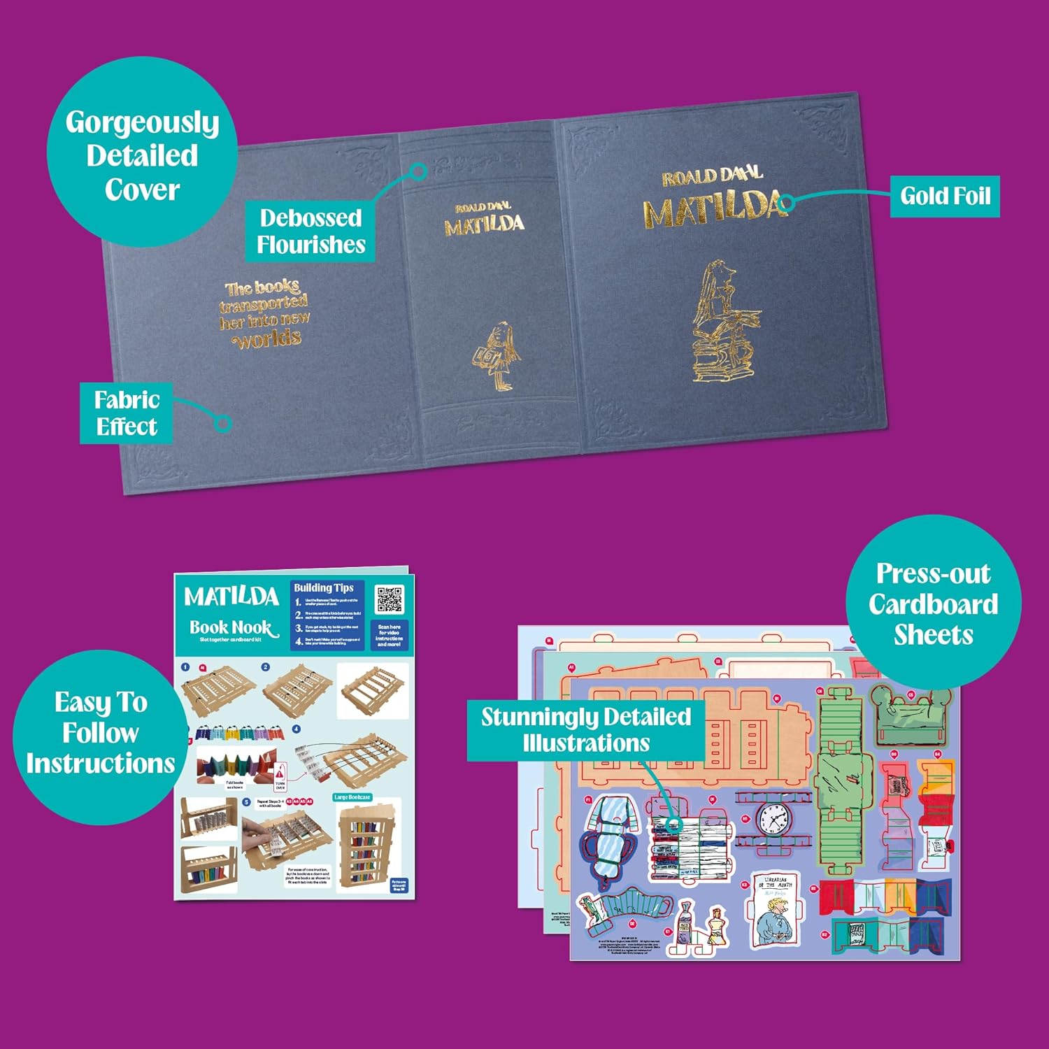Build Your Own Roald Dahl Matilda Book Nook - Creative Craft Toy - Ages 8+
