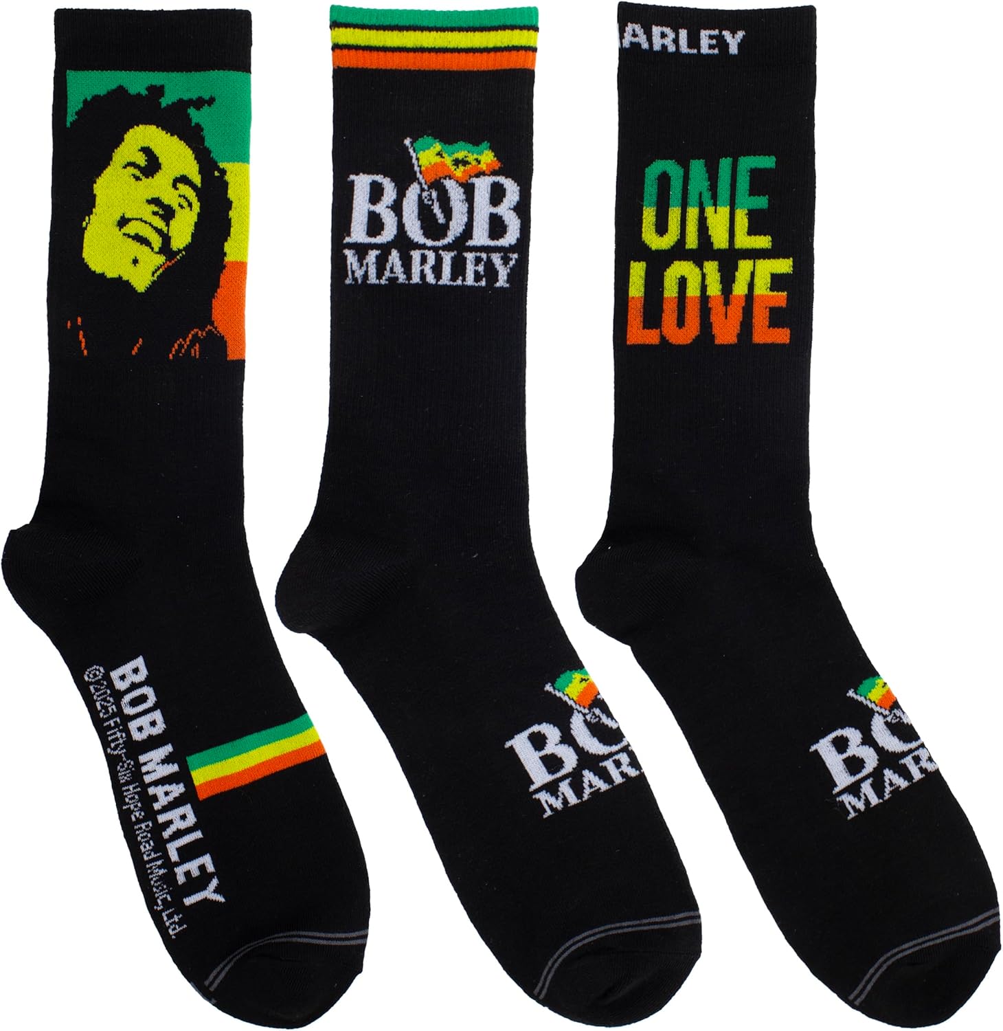 Bob Marley Socks 3 Pack In Guitar Tin (One Size)