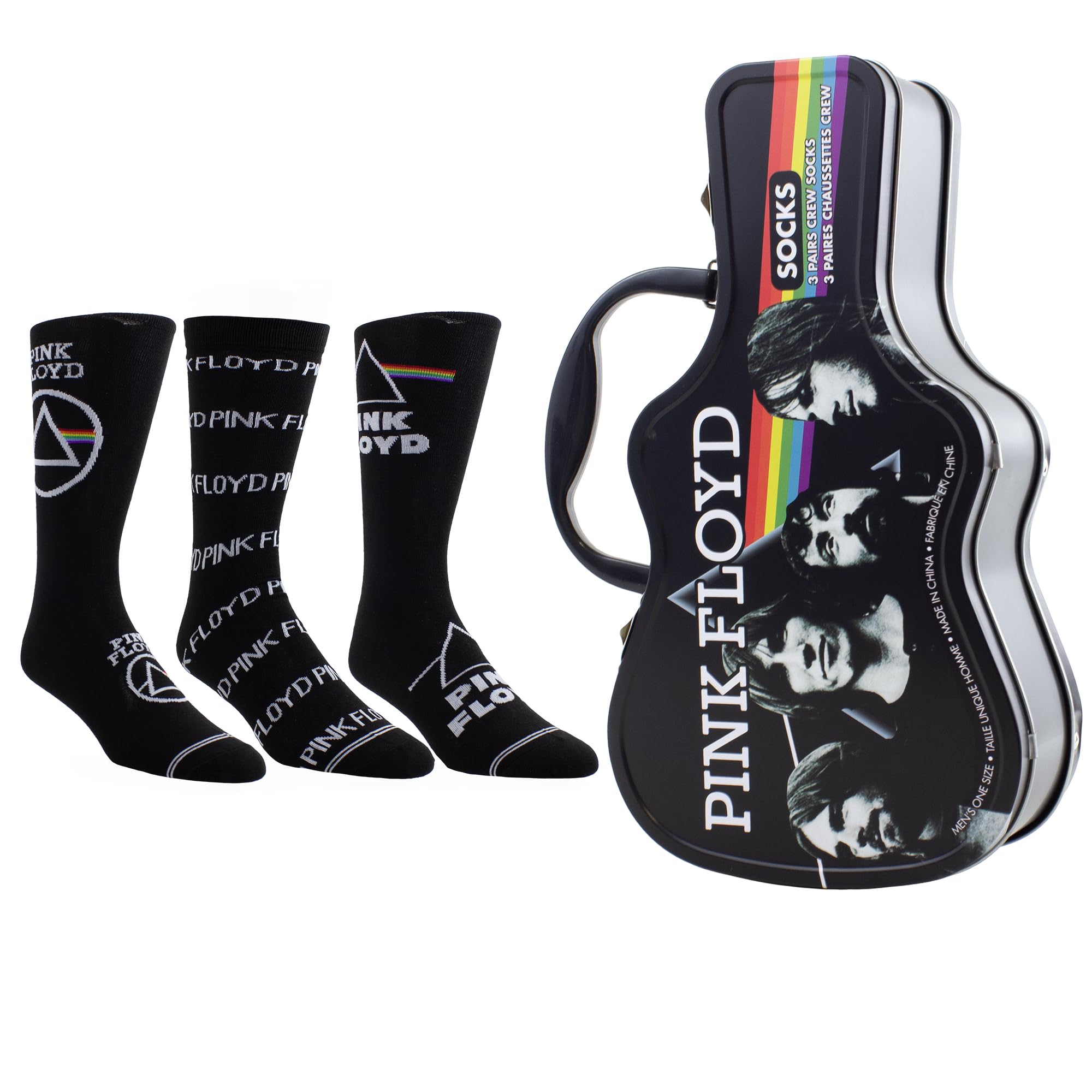 Pink Floyd Socks 3 Pack In Guitar Tin (One Size)