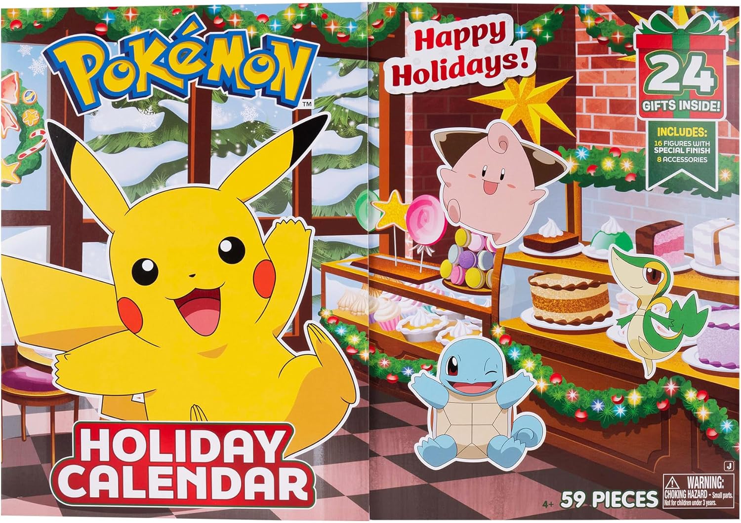 Pokémon Holiday Calendar 2025 - Features 16 2-Inch Battle Figures with Special Finish and Eight Unique Accessories