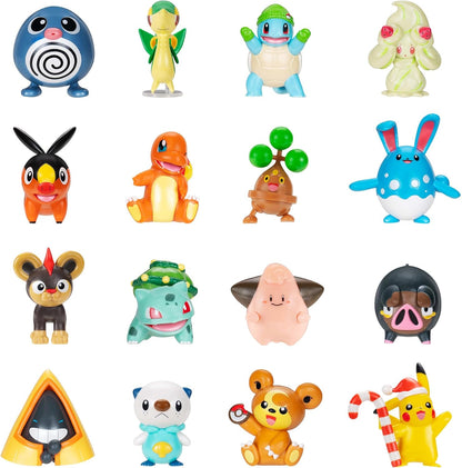 Pokémon Holiday Calendar 2025 - Features 16 2-Inch Battle Figures with Special Finish and Eight Unique Accessories
