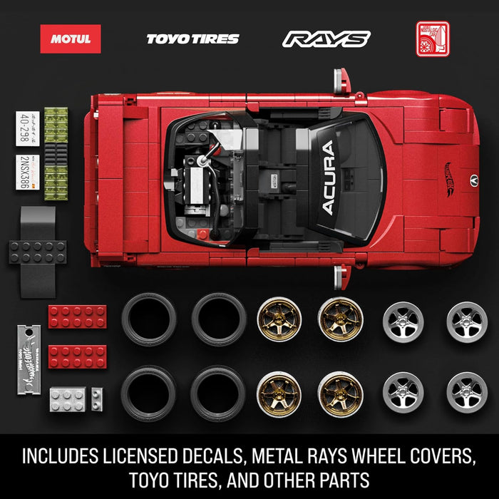 Mattel Brick Shop Hot Wheels Elite Series Building Set, ’90 Acura NSX with 876 Pieces, Realistic Details and Custom Decals, Adult Collectors and Kids Ages 10+, JFT17