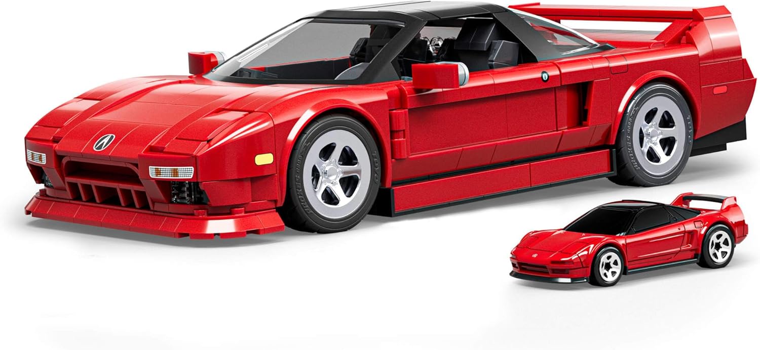 Mattel Brick Shop Hot Wheels Elite Series Building Set, ’90 Acura NSX with 876 Pieces, Realistic Details and Custom Decals, Adult Collectors and Kids Ages 10+, JFT17