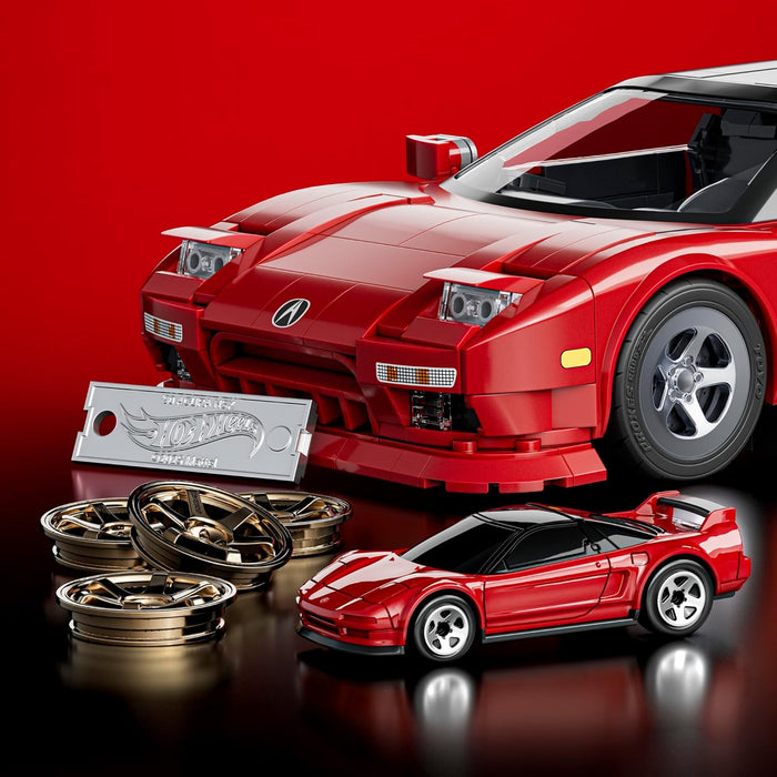 Mattel Brick Shop Hot Wheels Elite Series Building Set, ’90 Acura NSX with 876 Pieces, Realistic Details and Custom Decals, Adult Collectors and Kids Ages 10+, JFT17