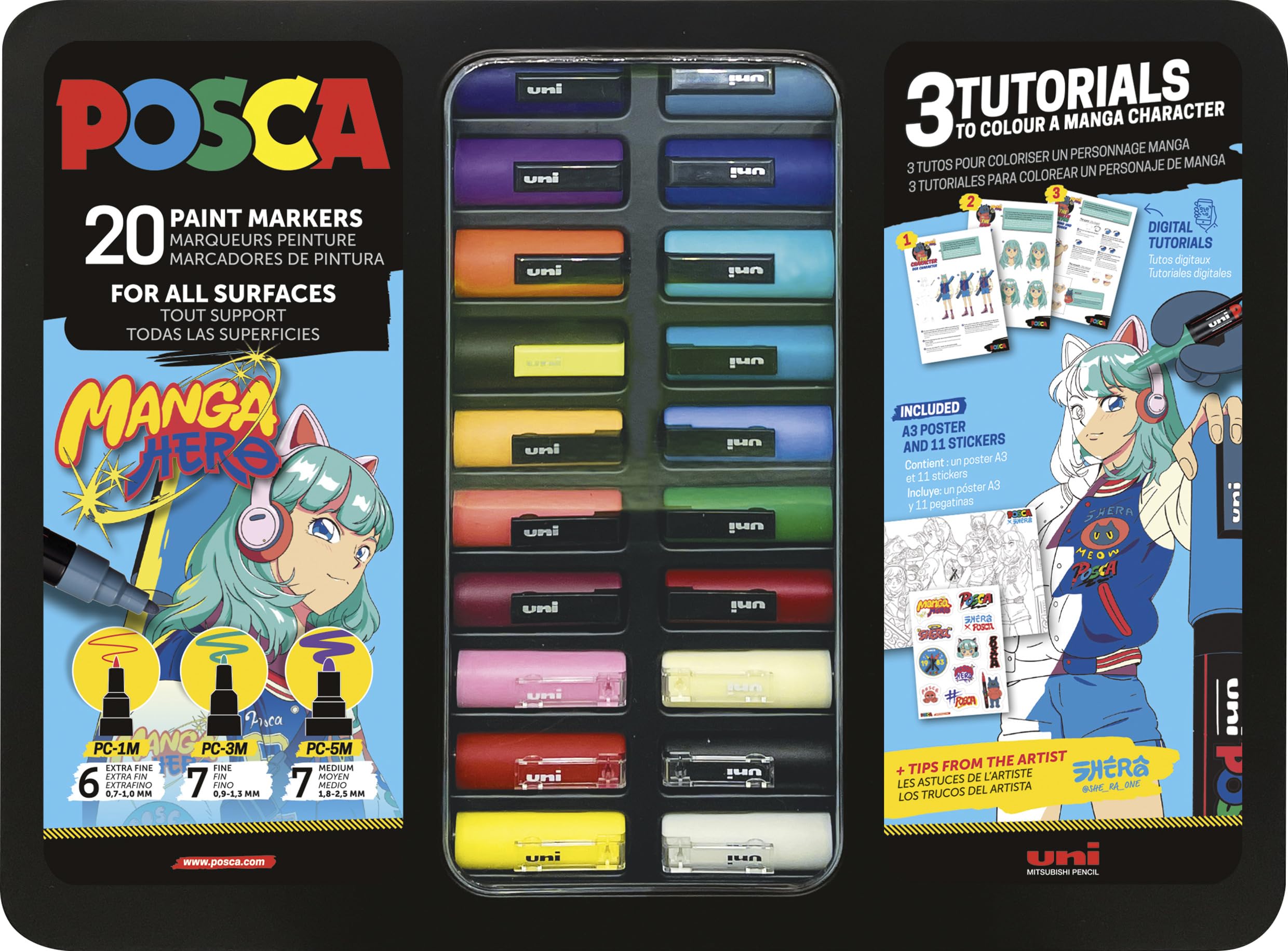 Posca - Metal Tin - Manga Hero, 20 Pcs (401537)