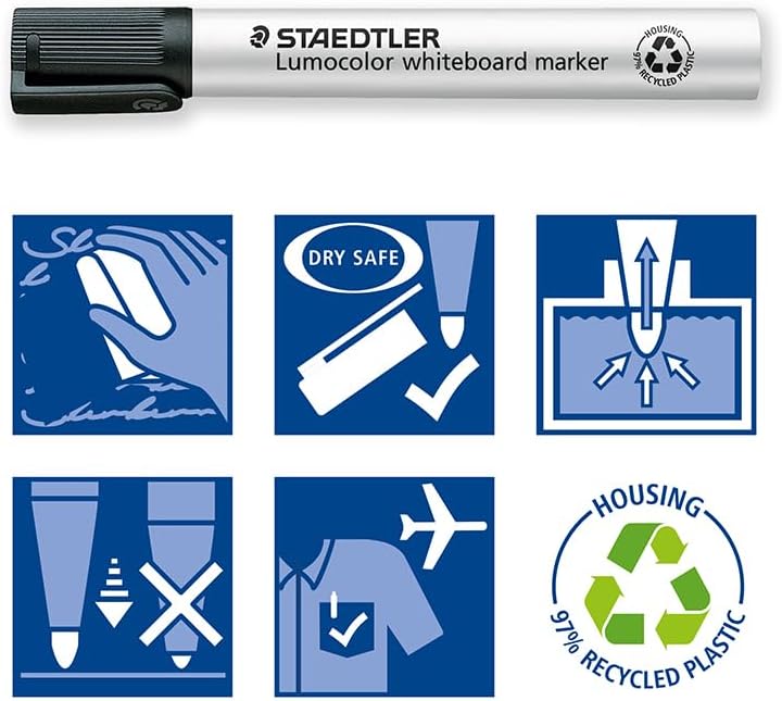 STAEDTLER 351 WP6-1 Lumocolor Whiteboard Marker Bullet Tip - Verschillende kleuren (Pack van 6