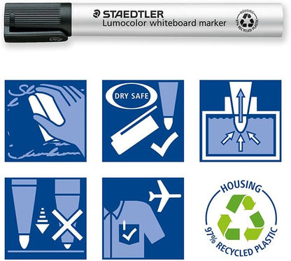 STAEDTLER 351 WP6-1 Lumocolor Whiteboard Marker Bullet Tip - Verschillende kleuren (Pack van 6