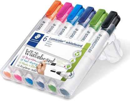 STAEDTLER 351 WP6-1 Lumocolor Whiteboard Marker Bullet Tip - Verschillende kleuren (Pack van 6