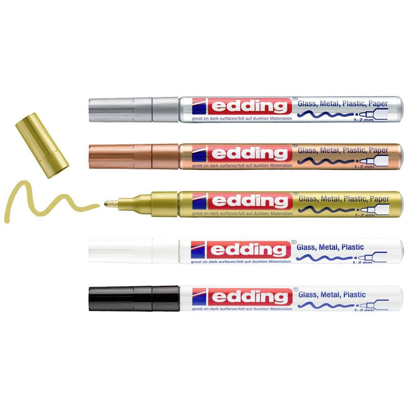 Edding - 751 Gloss Paint Marker Metallic Set - 5 Pcs (702063)