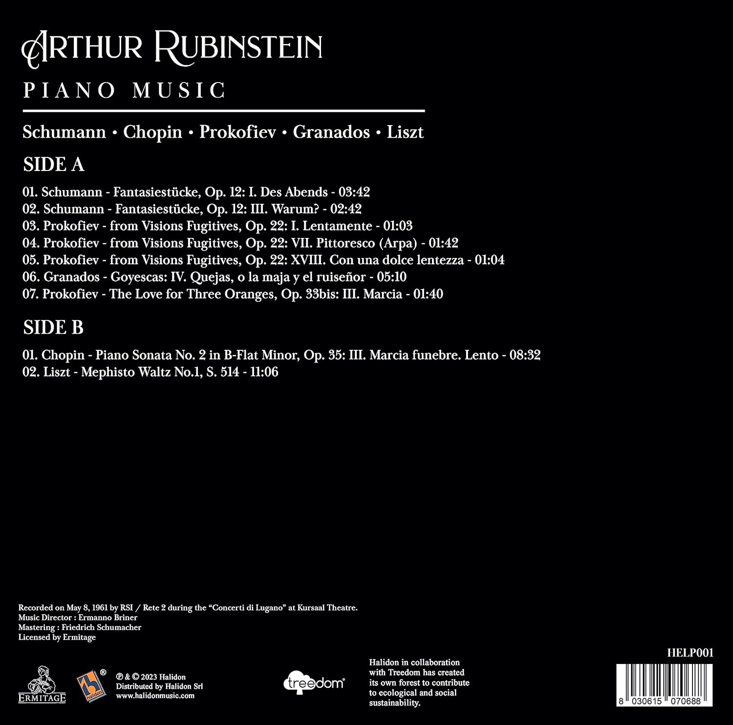 Arthur Rubinstein - Piano Music - Schumann, Chopin, Prokofiev, Granados, Litz