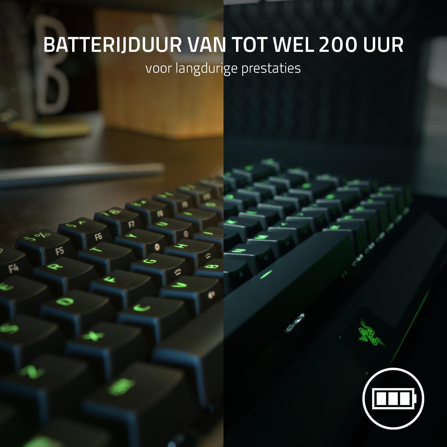 Razer BlackWidow V3 Mini HyperSpeed (Gele schakelaar) - Draadloos 65% mechanisch gamingtoetsenbord (Stille mechanische schakelaars, Bluetooth, USB-C) QWERTY US-Layout | Zwart