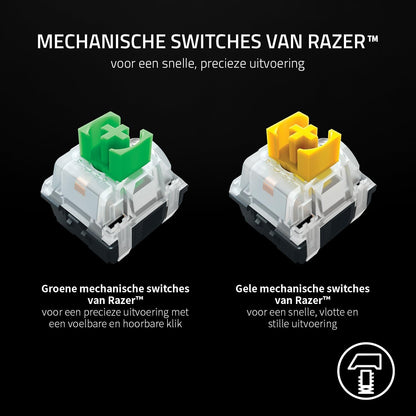Razer BlackWidow V3 Mini HyperSpeed (Gele schakelaar) - Draadloos 65% mechanisch gamingtoetsenbord (Stille mechanische schakelaars, Bluetooth, USB-C) QWERTY US-Layout | Zwart