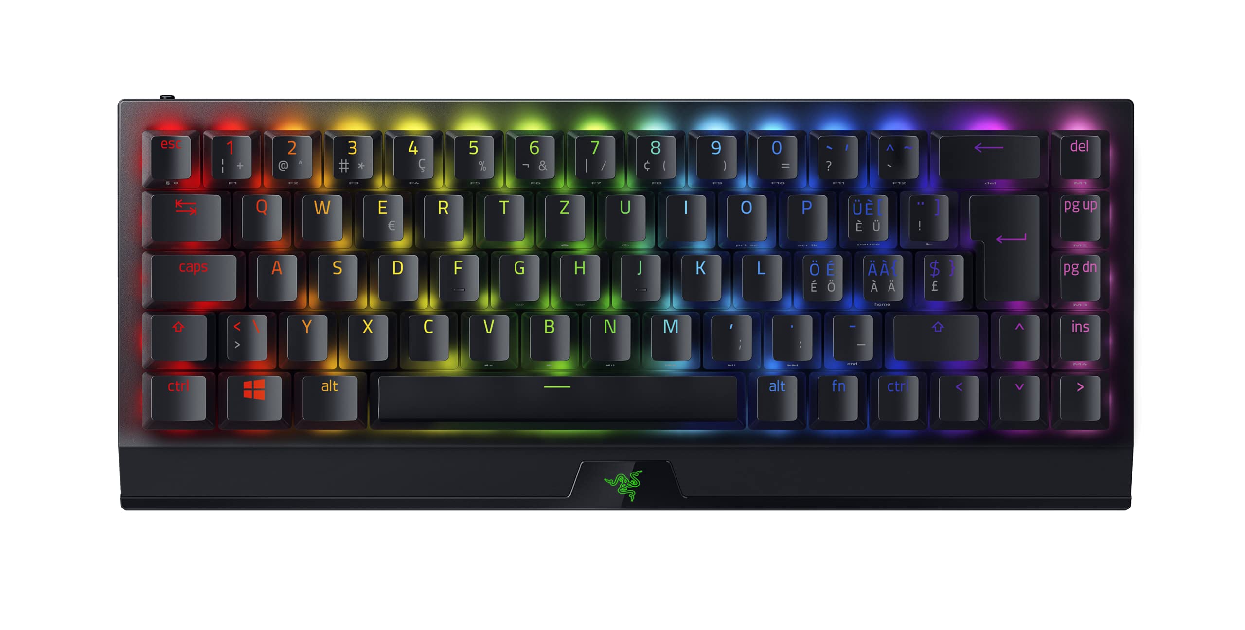 Razer BlackWidow V3 Mini HyperSpeed (gele schakelaar) - 65% compact gaming-toetsenbord met mechanische schakelaar (lineair en klik, RGB Chroma-verlichting) - Scandinavisch/Zweeds toetsenbord, zwart