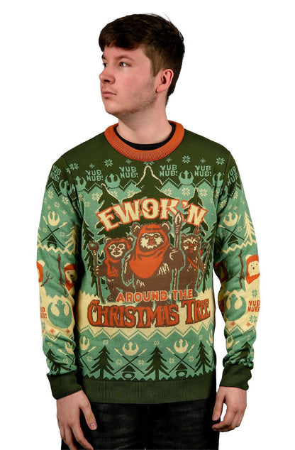 Star Wars Christmas Sweater Ewok`N Around The Christmas Tree  Size S