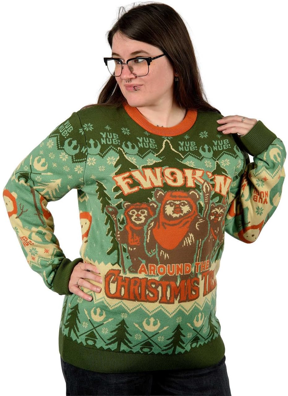 Star Wars Christmas Sweater Ewok`N Around The Christmas Tree  Size S