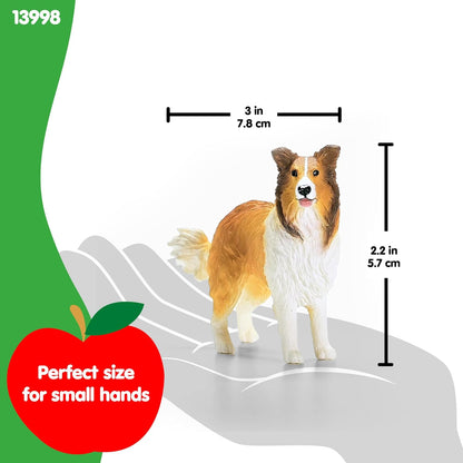 SCHLEICH Farm World - 13998-3" Realistic Collie Figurine - Durable Dog Figure for Children - Farm Animal Toys for Boy and Girls - Educational Toys For Toddlers and Kids Ages 3+