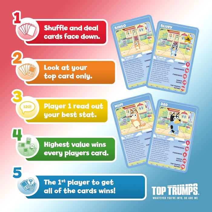 Top Trumps Bluey Specials Card Game, Play with Bluey, Bingo, and all their friends and family, educational gifts and toys for boys and girls Aged 6 plus