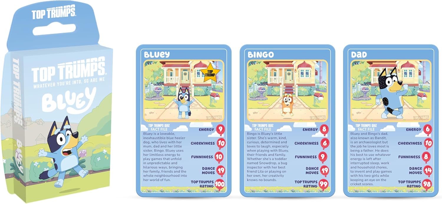 Top Trumps Bluey Specials Card Game, Play with Bluey, Bingo, and all their friends and family, educational gifts and toys for boys and girls Aged 6 plus
