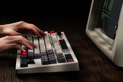 8Bitdo Retro Mechanical Keyboard, Bluetooth/2.4G/USB-C Hot Swappable Gaming Keyboard with 87 Keys, Dual Super Buttons and Super Stick for Windows and Android - ISO UK Layout - N Edition