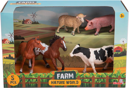 Simba 104343102 Farm Figure Set with Farm Figures, Toys, Horse, Galloping Horse, Sheep, Pig, Cow, 10-15 cm, from 3 Years