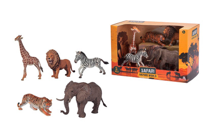 Simba 104343103 Safari Animal Figures Sapphire Animal Set Toys, Lion, Tiger, Elephant, Giraffe and Zebra, 13-17 cm, from 3 Years
