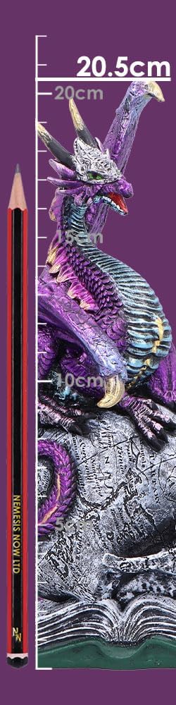 Nemesis Now Resin Dragon Statue - Hand-Painted Dragon Figure Perched on a Metallic Skull and Book - Gifts & Decor for Fantasy Lovers - Titans Reign